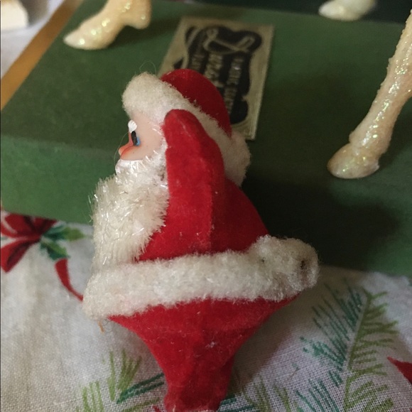 Vintage flocked pipe cleaner Santa Christmas - Picture 4 of 10